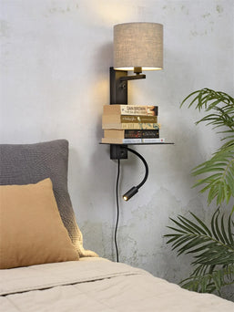 Wandlamp Florence met leeslamp - Dark Beige Wandlamp Florence met leeslamp - Dark Beige