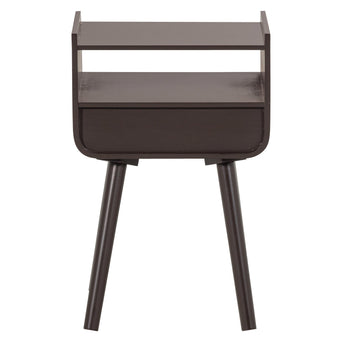 Nils Nachtkastje/Bijzettafel - DONKERBRUIN NILS Nachtkastje/Bijzettafel Hout Donkerbruin FSC
