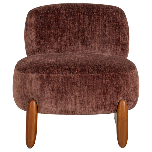 Runi fauteuil hout/velvet paars/bruin