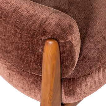 Runi fauteuil - Paars/Bruin Runi fauteuil hout/velvet paars/bruin - vooraanzicht