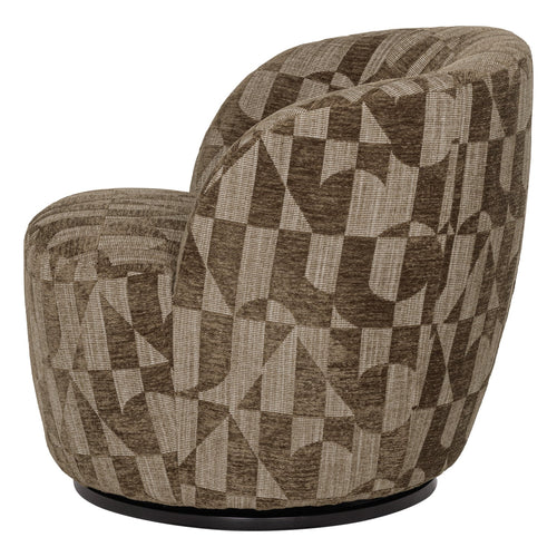 Serra draaifauteuil grafisch patroon olijfgroen - zijaanzicht