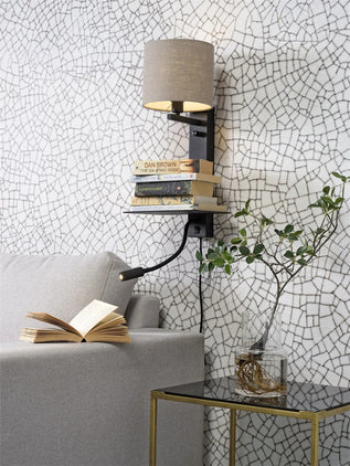 Wandlamp Florence met leeslamp - Dark Beige Wandlamp Florence met leeslamp - Dark Beige