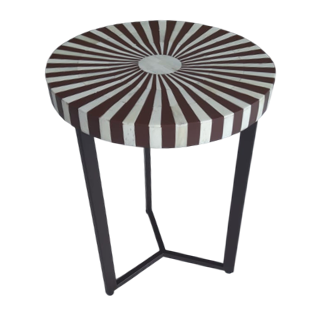 Bijzettafel Bone inlay - Bruin/Wit Bijzettafel Bone inlay - Bruin/Wit