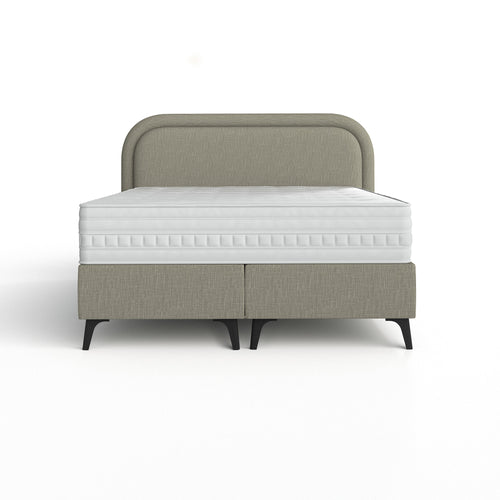 GRAND HOTEL Hotelbed + Geïntegreerde topper + Hoofdbord Grand Hotel - Grof linnen Clay