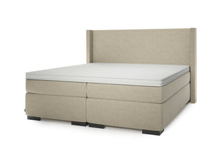Hotelbed + Hoofdbord Josephine - Linnen Beige Hotelbed met hoofdbord Josephine, linnen in de kleur beige, Van der Valk at Home