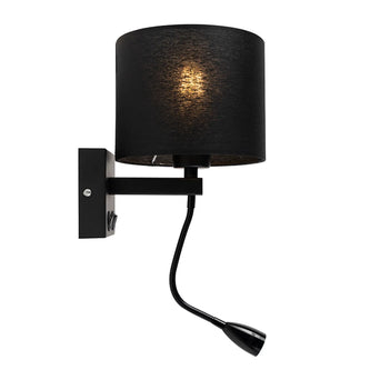 Wandlamp Brescia met leeslamp - Zwart