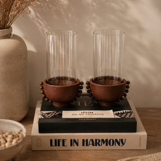 Kandelaar/windlicht antique brown