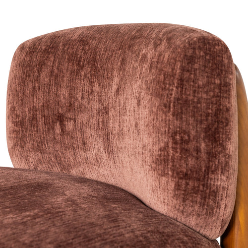 Runi fauteuil hout/velvet paars/bruin - detail