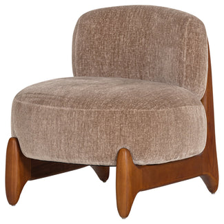 Runi fauteuil hout/velvet zand - vooraanzicht