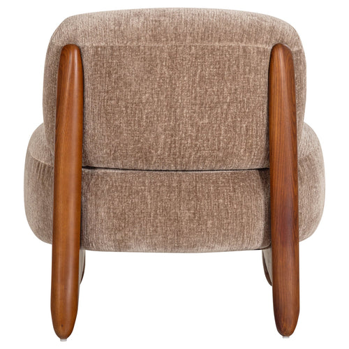 Runi fauteuil hout/velvet zand - achteraanzicht