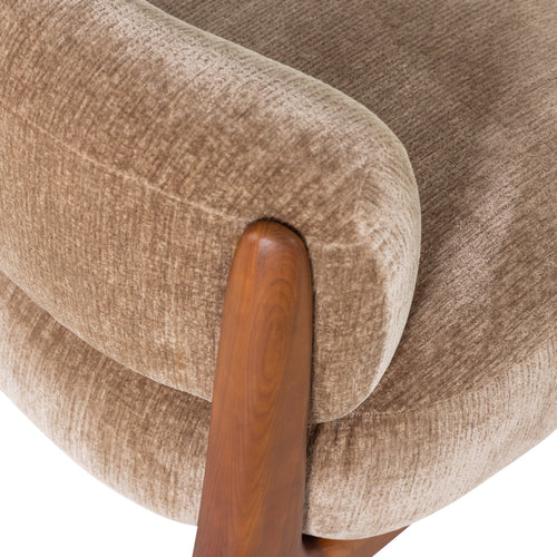 Runi fauteuil hout/velvet zand - detail