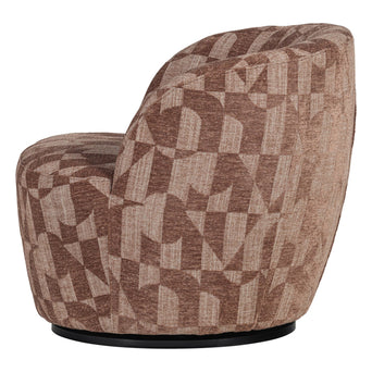 Serra draaifauteuil grafisch patroon oudroze - vooraanzicht