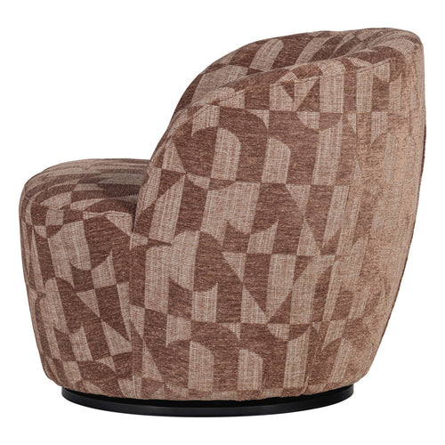 Serra draaifauteuil grafisch patroon oudroze - zijaanzicht