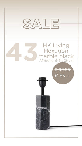 Tafellamp Hexagon Marble Black - HK Living