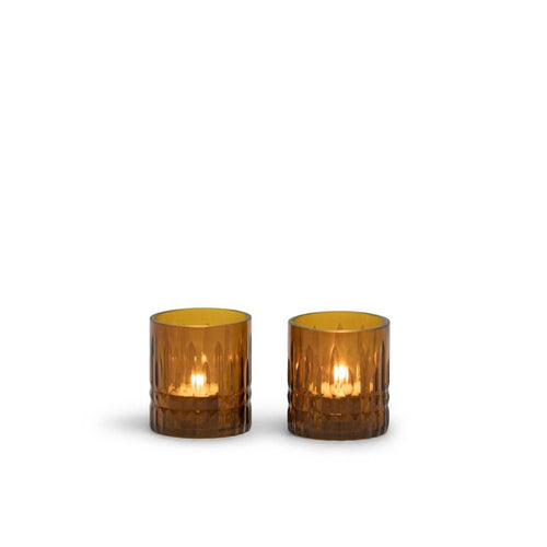 Theelichthouder Handcut solid small - amber