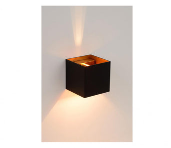 Wandlamp Xio vierkant Zwart/Goud