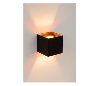 Wandlamp Xio vierkant Zwart/Goud