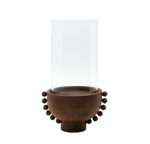 Kandelaar/windlicht antique brown
