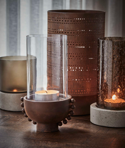 Kandelaar/windlicht antique brown