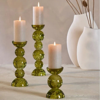 Kaarsenhouder Itinga Glass Bubble S - Olive Green