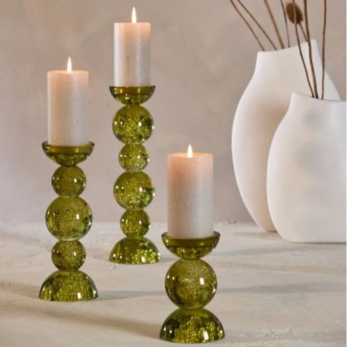 Kaarsenhouder Itinga Glass Bubble L - Olive Green
